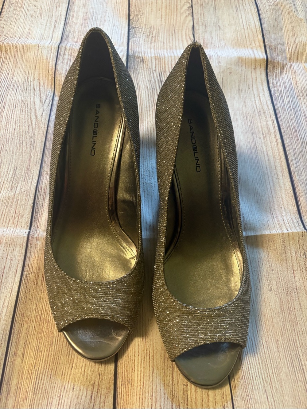 Bandolino Metallic Bronze Open-Toe Heels